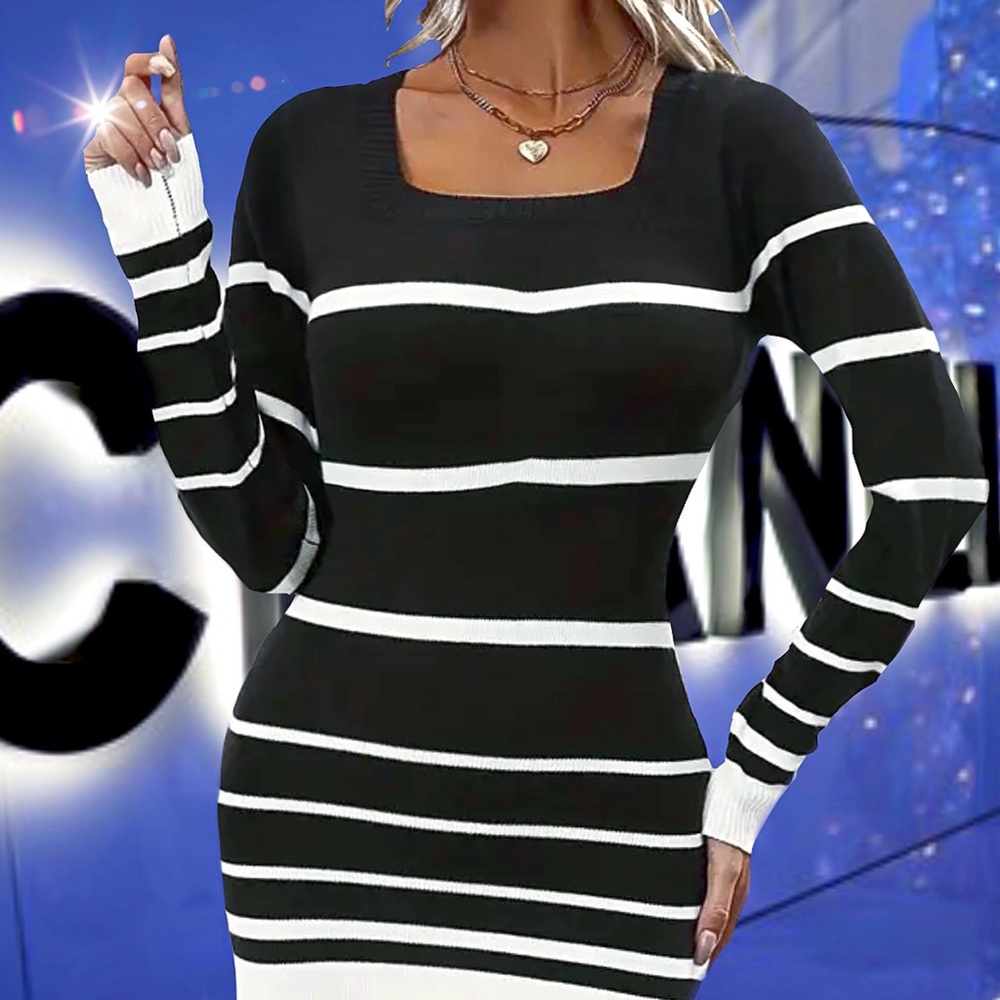 Striped Bodycon Maxi Dress.